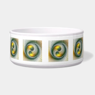 Yin Yang Green Yellow Abstraktes farbiges Fraktal Napf
