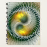Yin Yang Green Yellow Abstraktes farbiges Fraktal Planer<br><div class="desc">Eine moderne und sehr dekorative Variante. Design für Ihren Planer und mehr.</div>