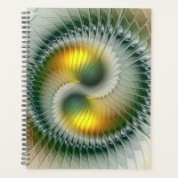 Yin Yang Green Yellow Abstraktes farbiges Fraktal