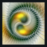 Yin Yang Green Yellow Abstraktes farbiges Fraktal Poster<br><div class="desc">Eine moderne und sehr dekorative Variante.</div>