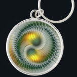 Yin Yang Green Yellow Abstraktes farbiges Fraktal Schlüsselanhänger<br><div class="desc">Eine moderne und sehr dekorative Variante. Design für Ihren Schlüsselanhänger und mehr.</div>