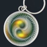 Yin Yang Green Yellow Abstraktes farbiges Fraktal Schlüsselanhänger<br><div class="desc">Eine moderne und sehr dekorative Variante. Design für Ihren Schlüsselanhänger und mehr.</div>