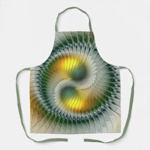 Yin Yang Green Yellow Abstraktes farbiges Fraktal Schürze