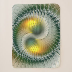 Yin Yang Green Yellow Abstraktes farbiges Fraktal Sherpadecke