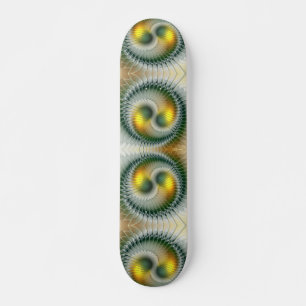 Yin Yang Green Yellow Abstraktes farbiges Fraktal Skateboard