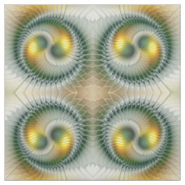 Yin Yang Green Yellow Abstraktes farbiges Fraktal Stoff