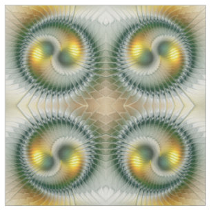 Yin Yang Green Yellow Abstraktes farbiges Fraktal Stoff