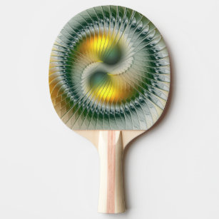 Yin Yang Green Yellow Abstraktes farbiges Fraktal Tischtennis Schläger