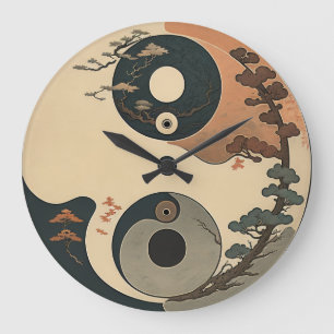 Yin Yang Große Wanduhr