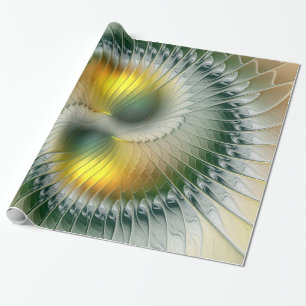 Yin Yang Grün Gelb Abstrakt Farbige Fraktale Geschenkpapier