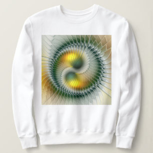 Yin Yang Grün Gelb Abstrakt Farbige Fraktale Sweatshirt