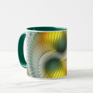 Yin Yang Grün Gelb Abstrakt Farbige Fraktale Tasse