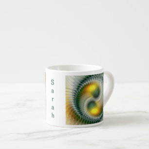 Yin Yang Grün Gelbe Abstrakte Fraktal Kunst Name Espressotasse