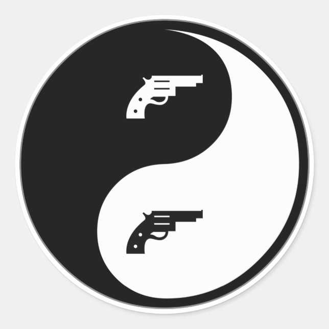 Yin Yang Gun Runder Aufkleber (Vorderseite)