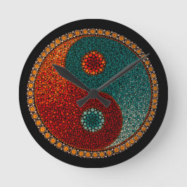 Yin Yang Hand Painted Mandala Runde Wanduhr