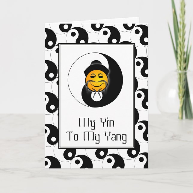 Yin Yang Happy Face Card Grußkarte Karte (Vorderseite)