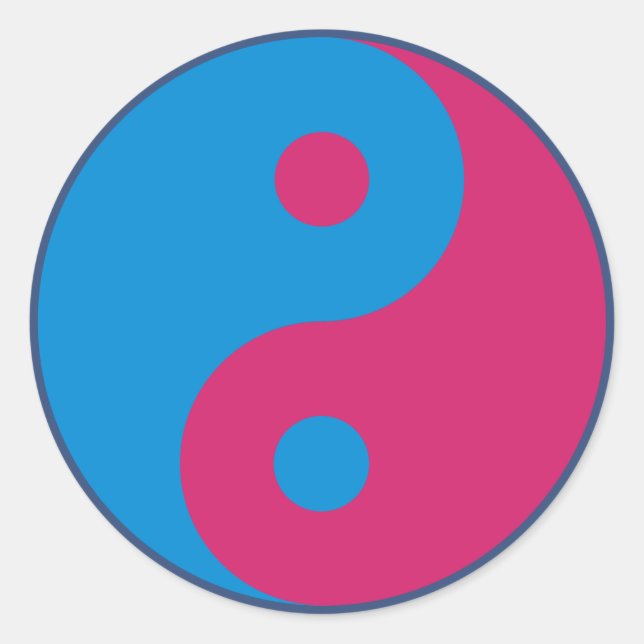 Yin Yang Harmony Blau und Rosa Runder Aufkleber (Vorderseite)