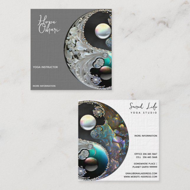 Yin Yang, Healing Arts Quadratische Visitenkarte (Vorne/Hinten)