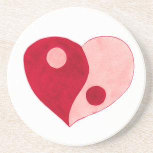 Yin Yang Heart (Rot/Rosa) Getränkeuntersetzer