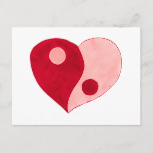 Yin Yang Heart (Rot/Rosa) Postkarte