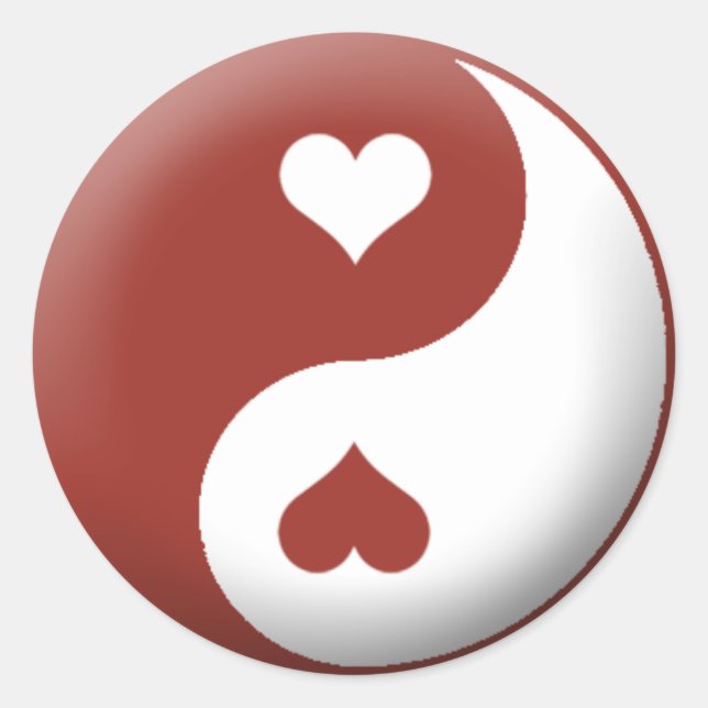 Yin Yang Heart Runder Aufkleber (Vorderseite)