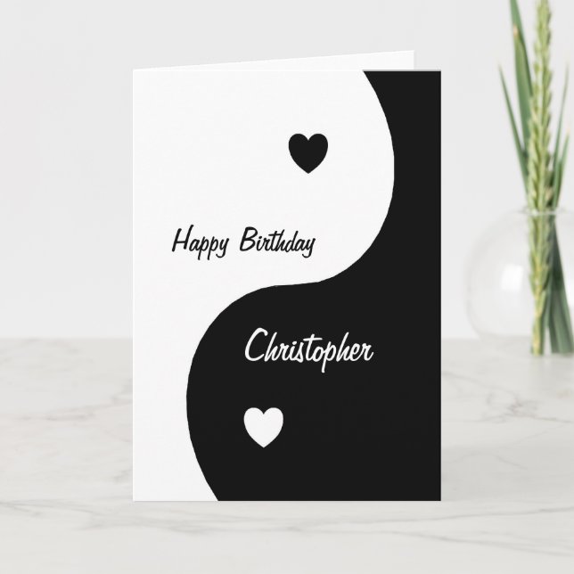 Yin Yang Hearts Birthday Karte (Vorderseite)