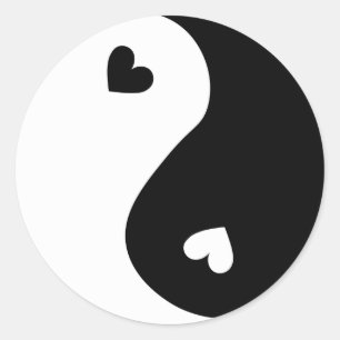 Yin Yang Hearts Design Runder Aufkleber