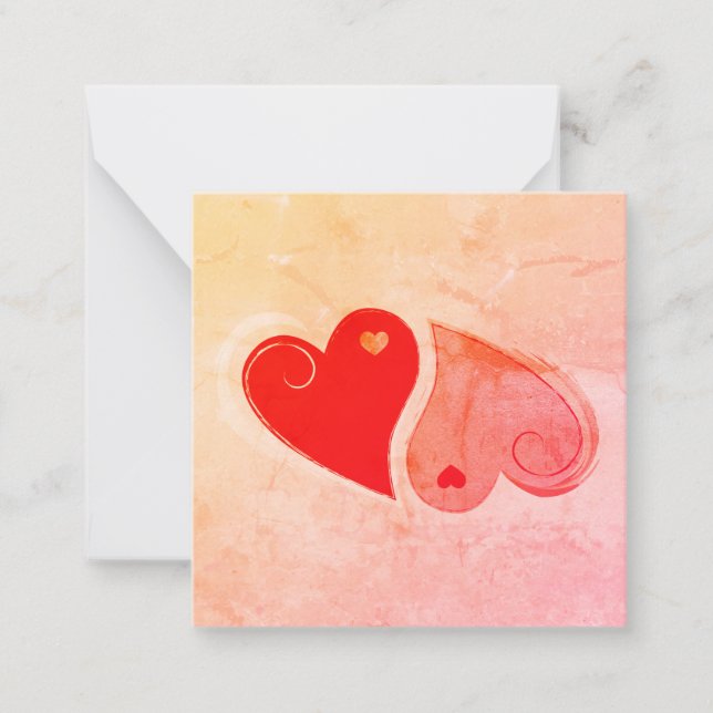 Yin Yang Hearts - Rosa Orange Red - Hinweis Mitteilungskarte (Vorderseite)