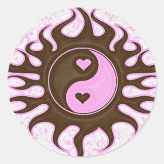 Yin Yang Hearts Runder Aufkleber
