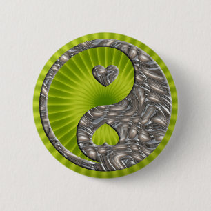 Yin & Yang / Hearts SILVER Button