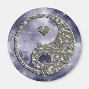 Yin & Yang / Hearts SILVER Magnet