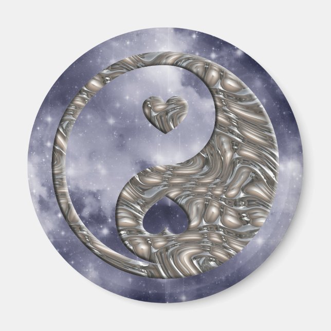Yin & Yang / Hearts SILVER Magnet (Vorne)
