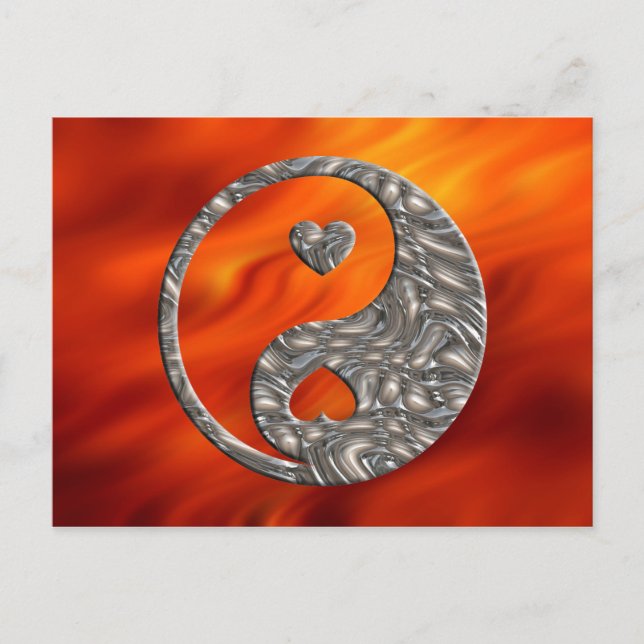 Yin & Yang / Hearts SILVER Postkarte (Vorderseite)