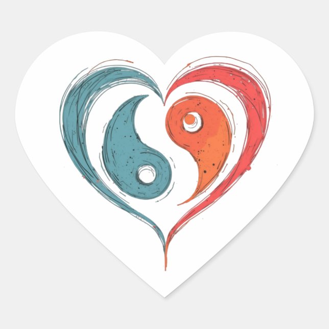 Yin Yang Herz Artistic Balance Symbol Herz-Aufkleber (Vorderseite)