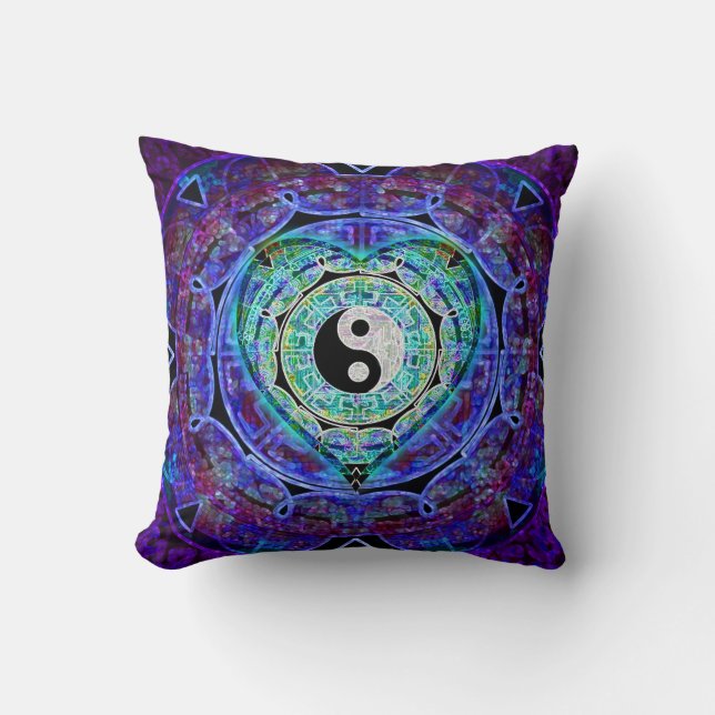 Yin Yang Herz durch Amelia Carrie Kissen (Vorderseite)