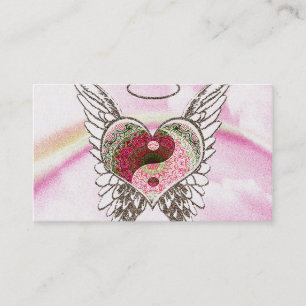 Yin Yang Herz-Engel Wings Aquarell Visitenkarte