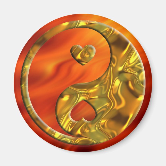 Yin & Yang / Herz Gold Magnet (Vorne)