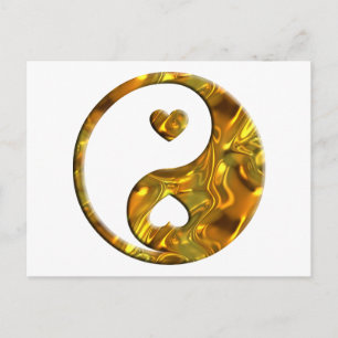 Yin & Yang / Herz Gold Postkarte