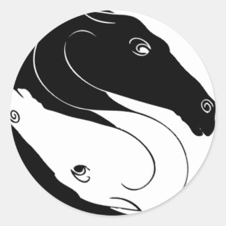 Yin Yang Horse Heads Runder Aufkleber