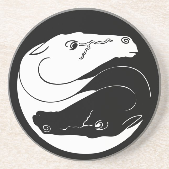 Yin Yang Horses Sandstone Untersetzer (Vorne)