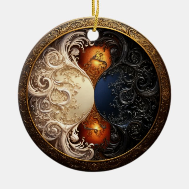 Yin-Yang Hourglass Keramik Ornament (Vorne)