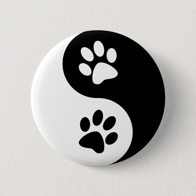 Yin Yang Hundetatzen Button (Vorderseite)