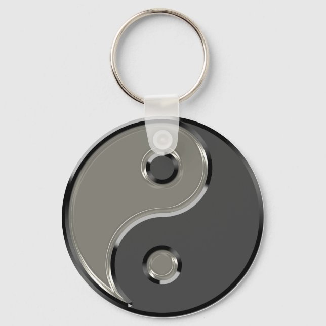 Yin Yang in 2 Shades of Gray Schlüsselanhänger (Vorderseite)