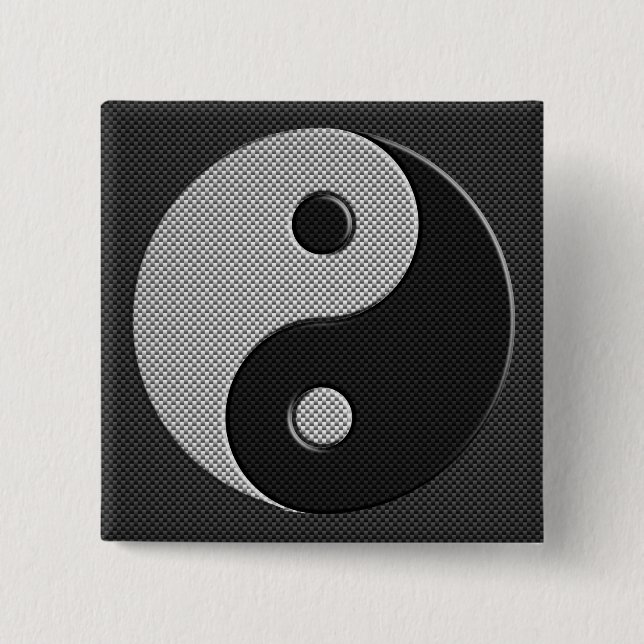 Yin Yang in Carbon Fiber Print Style Button (Vorderseite)