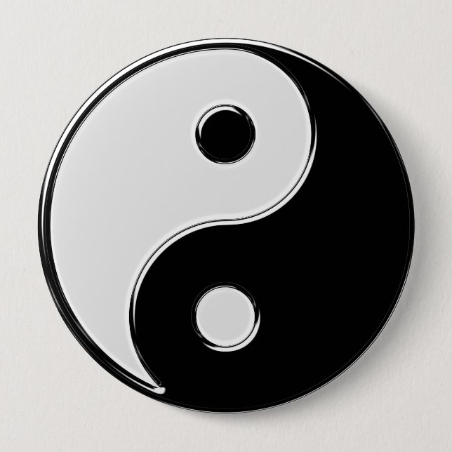 Yin Yang in Schwarz und Weiß Button (Vorderseite)