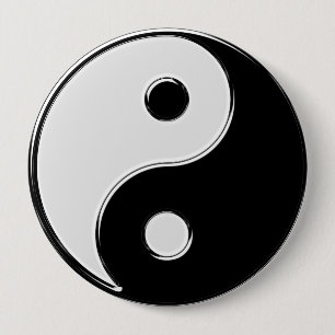 Yin Yang in Schwarz und Weiß Button