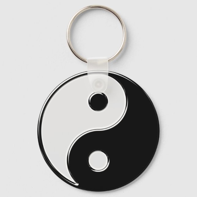 Yin Yang in Schwarz und Weiß Schlüsselanhänger (Vorderseite)