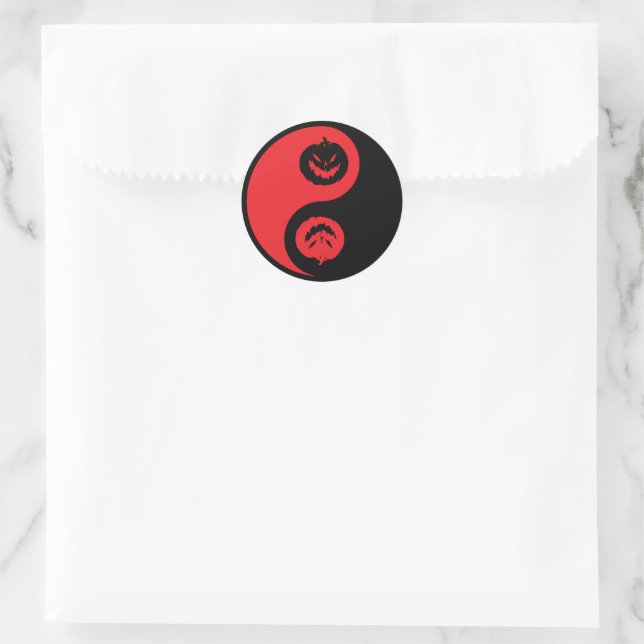 Yin Yang Jack-o-lantern Pumpkins T - Shirt Runder Aufkleber (Tasche)