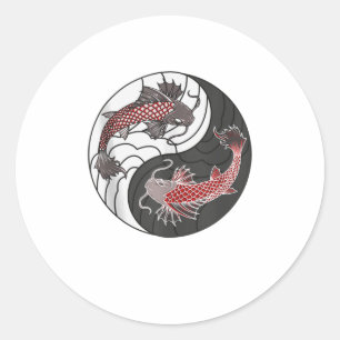 Yin Yang Japanischer Koi Fisch Runder Aufkleber
