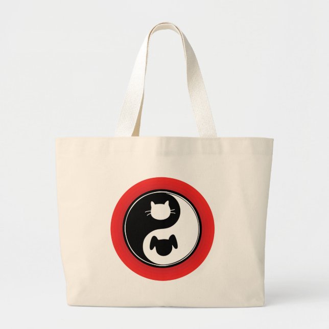 Yin Yang Katzen-Hund Jumbo Stoffbeutel (Vorne)